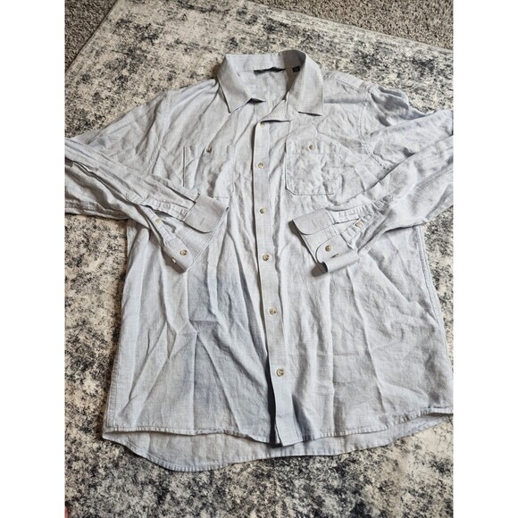 Travis Mathew Shirt XL Long Sleeve Button Up Light Blue Pockets Cotton - Picture 3 of 7